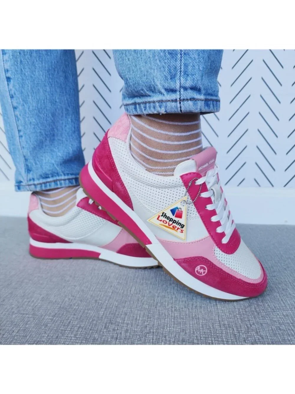⭐Michael Kors Andi Trainer Women Casual Comfy Shoes Sz 7.5 Sneakers Pink Suede⭐